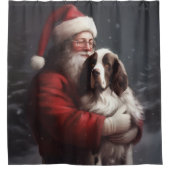Springer Spaniel Sinterklaas Feestelijke Kerstmis Douchegordijn (Voorkant)