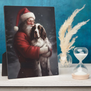 Springer Spaniel Sinterklaas Feestelijke Kerstmis Fotoplaat