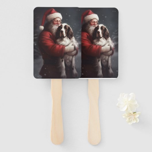 Springer Spaniel Sinterklaas Feestelijke Kerstmis Handwaaier (Voorkant en achterkant)