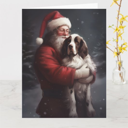 Springer Spaniel Sinterklaas Feestelijke Kerstmis Kaart (Gele Bloem)