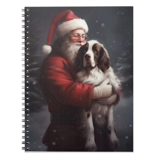 Springer Spaniel Sinterklaas Feestelijke Kerstmis Notitieboek (Voorkant)