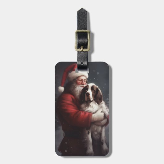 Springer Spaniel Sinterklaas Festive Kerstmis Bagagelabel (Voorkant verticaal)