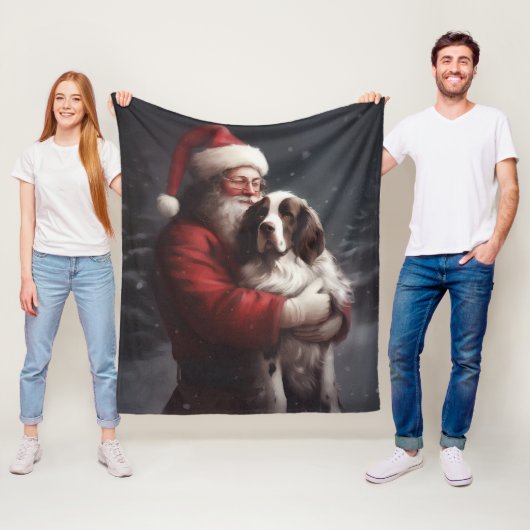 Springer Spaniel Sinterklaas Festive Kerstmis Fleece Deken (In situ)