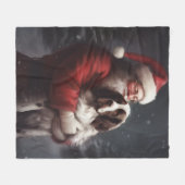 Springer Spaniel Sinterklaas Festive Kerstmis Fleece Deken (Voorkant (Horizontaal))