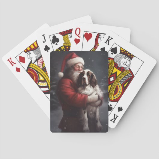 Springer Spaniel Sinterklaas Festive Kerstmis Pokerkaarten (Achterkant)