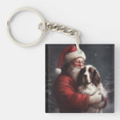 Springer Spaniel Sinterklaas Festive Kerstmis Sleutelhanger (Voorkant)