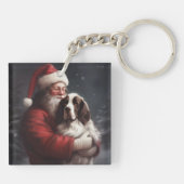 Springer Spaniel Sinterklaas Festive Kerstmis Sleutelhanger (Achterkant)