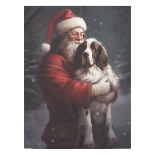 Springer Spaniel Sinterklaas Festive Kerstmis Tafelkleed (Voorkant)