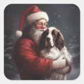 Springer Spaniel Sinterklaas Festive Kerstmis Vierkante Sticker (Voorkant)