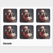 Springer Spaniel Sinterklaas Festive Kerstmis Vierkante Sticker (Vel)