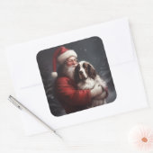 Springer Spaniel Sinterklaas Festive Kerstmis Vierkante Sticker (Envelop)