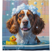 Springer Spaniel Slordig Slaperig Schattig Grappig Douchegordijn (Voorkant)