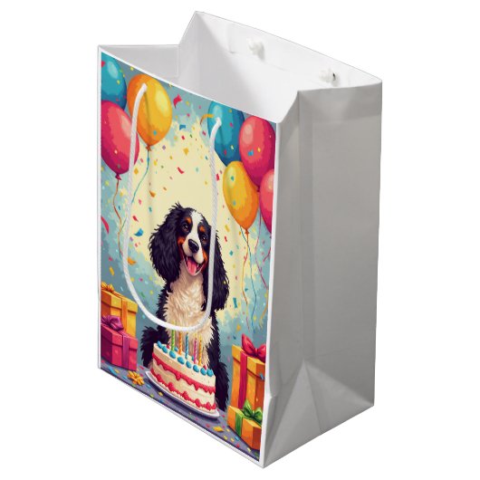 Springer Spaniel Verjaardagsfeest Medium Cadeauzakje (Voorkant Gekanteld)