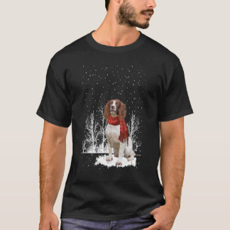 Springer Spaniel Winter Scarf Dogs Tree Forest T-shirt