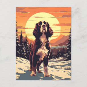 Springer Spaniel winterbergbos tijdens de zon Briefkaart