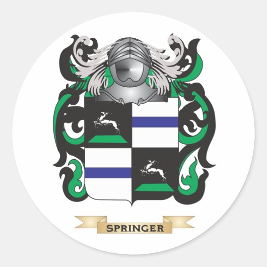 Springer Wapen (Family Crest) Ronde Sticker (Voorkant)