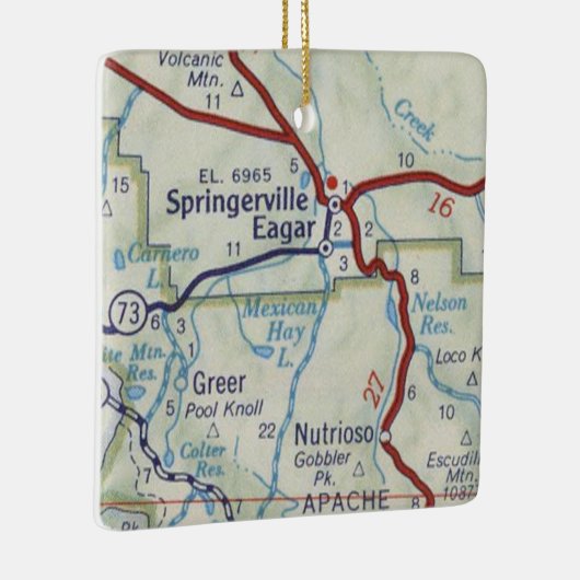 Springerville AZ kaart Keramisch Ornament (Rechts)