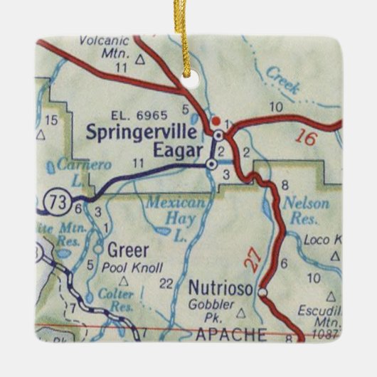 Springerville AZ  kaart Keramisch Ornament (Voorkant)