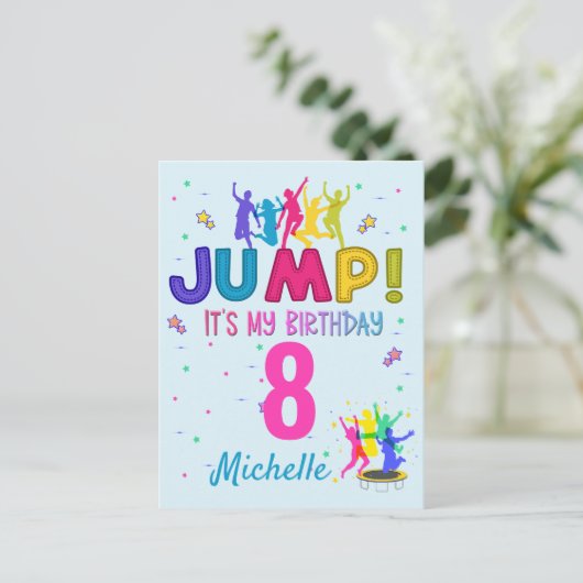 Springfeest Het is mijn verjaardag Trampoline Stui Briefkaart (Staand voorkant)