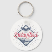 Springfield City Illinois Verenigde Staten Retro V Sleutelhanger (Voorkant)