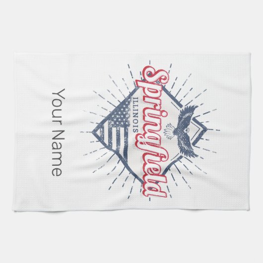 Springfield City Illinois Verenigde Staten Retro V Theedoek (Horizontaal)