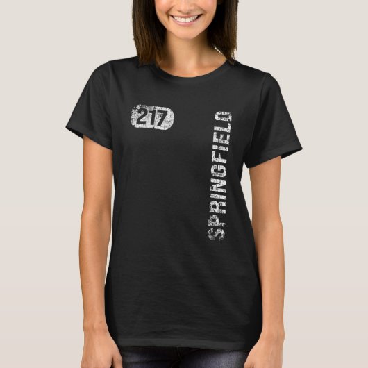 Springfield Illinois 217 Area Code Retro T-shirt (Voorkant)