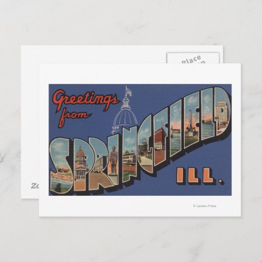 Springfield, Illinois - grote letterscènes Briefkaart (Voorkant / Achterkant)