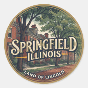 Springfield Illinois Hoofdstad Lincoln Reis Ronde Sticker