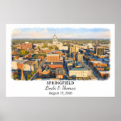 Springfield Illinois Poster, Aquarel, Op Maat Poster (Voorkant)