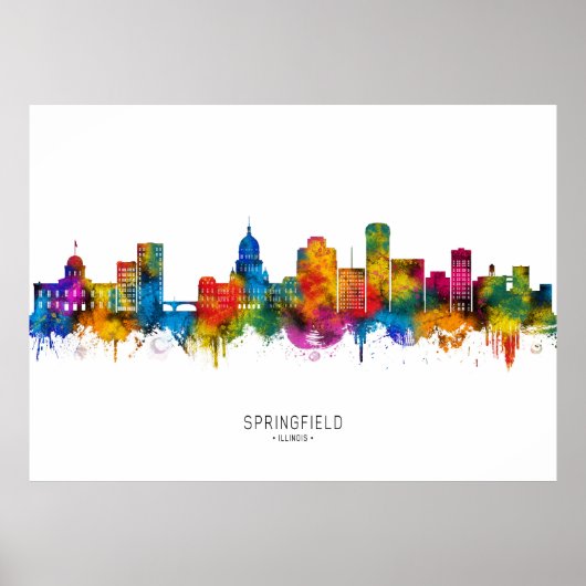 Springfield Illinois Silhouet Poster (Voorkant)