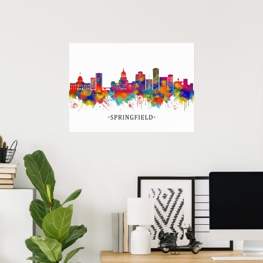 Springfield Illinois Skyline Poster (Thuiskantoor)
