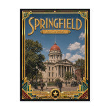 Springfield Illinois Vintage Art Deco Gouden Tijdp