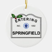 Springfield MA Keramisch Ornament (Voorkant)