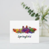 Springfield MA skyline in watercolor Briefkaart (Staand voorkant)