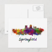Springfield MA skyline in watercolor Briefkaart (Voorkant / Achterkant)