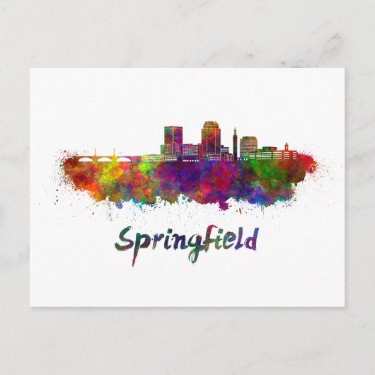 Springfield MA skyline in watercolor Briefkaart (Voorkant)