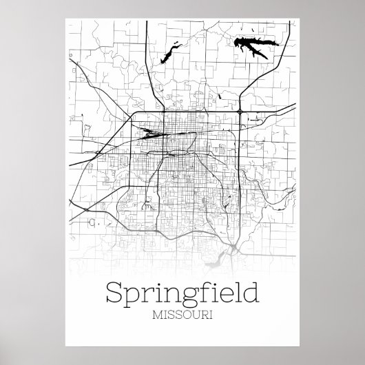 Springfield Map - Missouri - City Map Poster (Voorkant)