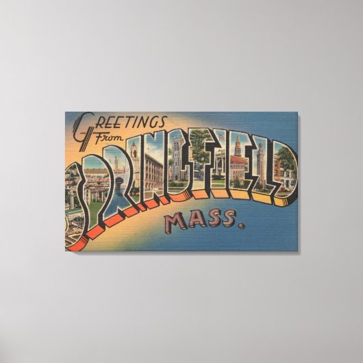 Springfield, Massachusetts - Grote Letter 2 Canvas Afdruk (Voorkant)