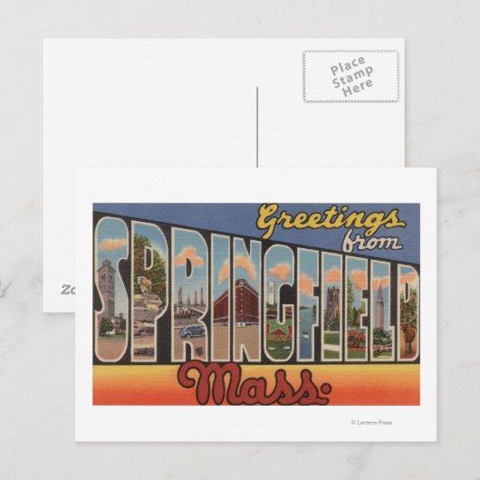 Springfield, Massachusetts - Grote letter Briefkaart (Voorkant / Achterkant)