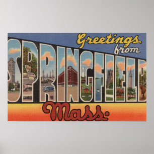 Springfield, Massachusetts - Grote letter Poster