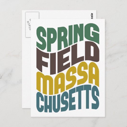 Springfield Massachusetts Retro Wave Briefkaart (Voorkant / Achterkant)