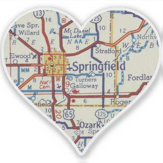 Springfield MO klassieke kaart Sticker (Voorkant)