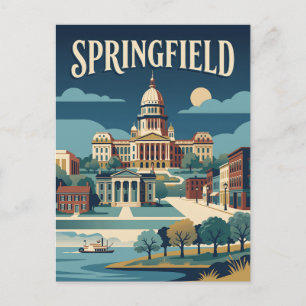 Springfield stadsgezicht retro vintage reisposter briefkaart