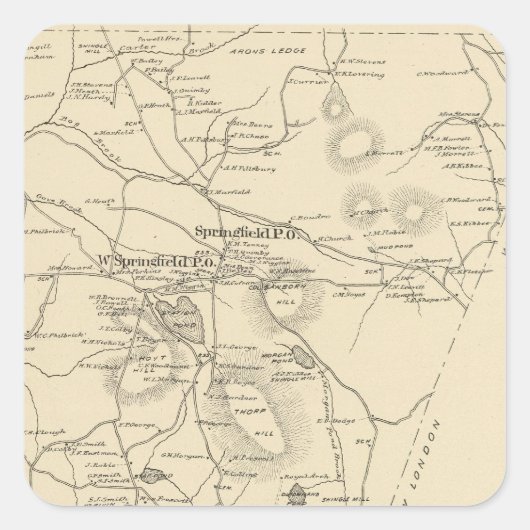 Springfield, Sullivan Co Vierkante Sticker (Voorkant)