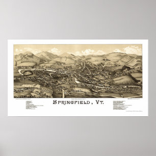 Springfield, VT Panoramiek Map - 1886 Poster