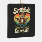 Springflied Eet Wat Trump Verkiezing Kat Cowboy   Keramisch Ornament (Rechts)