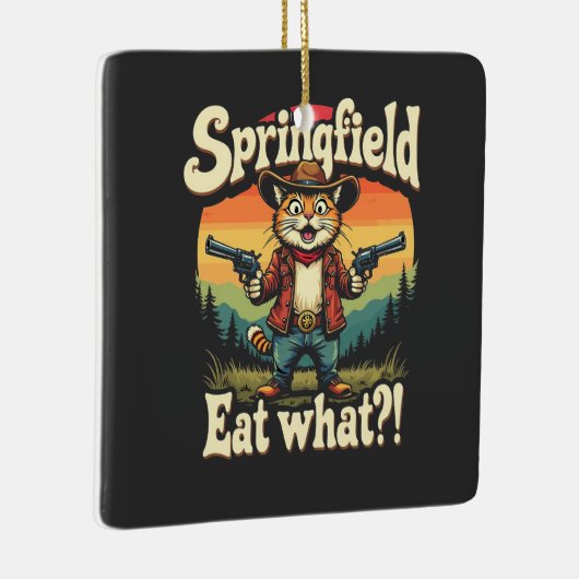 Springflied Eet Wat Trump Verkiezing Kat Cowboy   Keramisch Ornament (Rechts)