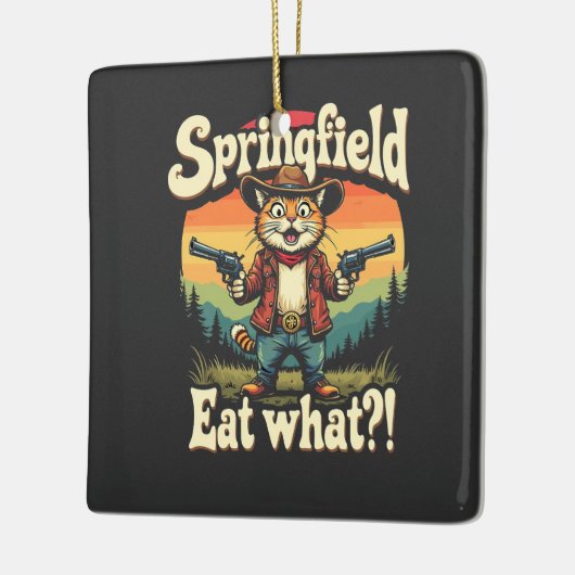 Springflied Eet Wat Trump Verkiezing Kat Cowboy   Keramisch Ornament (Links)