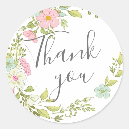 Springflowers wedding collection- danke ronde sticker (Voorkant)