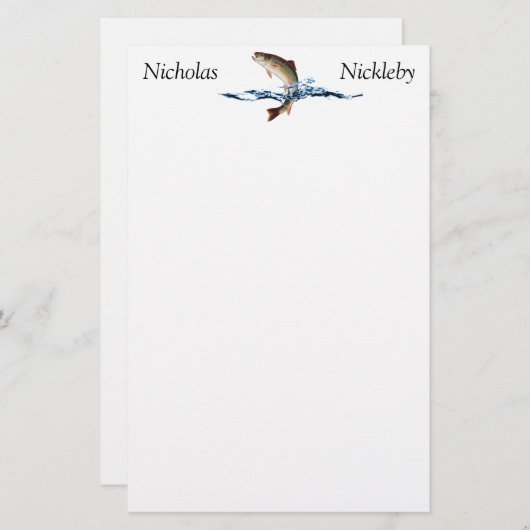 Springforel Sportvissen Briefpapier (Voorkant / Achterkant)